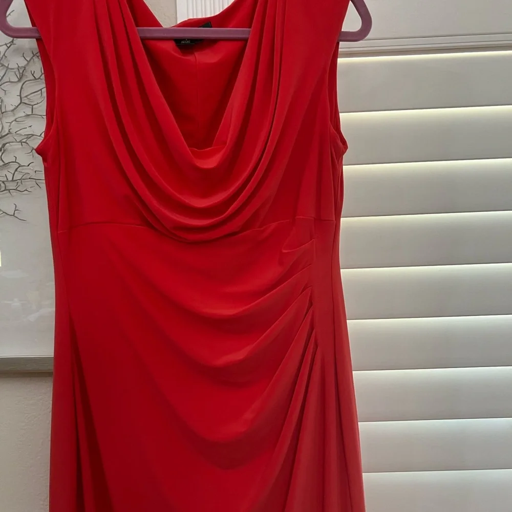 Elegant Bright Coral Sleeveless Dress Ralph Lauren, Size 12 - Picture 4 of 4